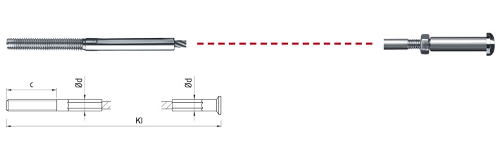 One Side External Thread Swaged, Other Side Countersunk End Stop Swaged IK160